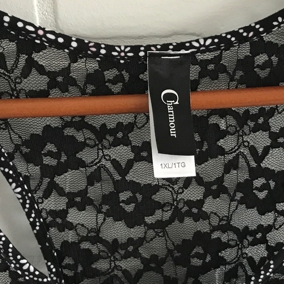 Charmour Women’s Tank top Grungy Lace Crochet Black Size 1X - Picture 6 of 6